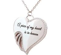 Collana da donna, con ciondolo a forma di ala d'angelo con strass intarsiati e ciondolo a forma di lettera cava, dorata, comoda e