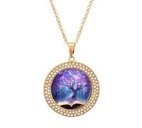 Collana da donna con ciondolo a forma di albero dei sogni sul libro, con ciondolo in lega, idea regalo, Misura unica, Metallo, Nessuna pietra preziosa