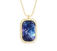 Collana da donna con ciondolo a forma di astronauta sulla luna, regolabile, per viaggi e feste, Misura unica, Metallo