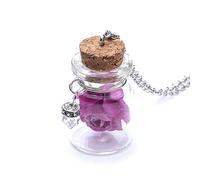 Collana da donna con ciondolo a forma di bottiglia con fiore incandescente, elegante, accessorio per matrimonio e fidanzamento, colore viola, prestazioni affidabili, durata e convenienza