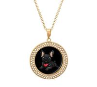 Collana da donna con ciondolo a forma di bulldog francese, regolabile, idea regalo per mamma, moglie, fidanzata, Misura unica, Metallo
