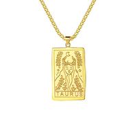 Collana da donna con ciondolo a forma di carta dei tarocchi con segno zodiacale costellazione in acciaio inossidabile dorato quadrato catena rolò gioielli per le donne, Acciaio inossidabile, Nessuna