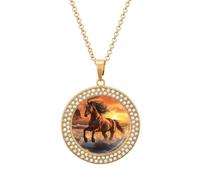Collana da donna con ciondolo a forma di cavallo al galoppo, regolabile, regalo per mamma, moglie, fidanzata, Misura unica, Metallo