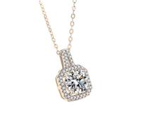 Collana da donna con ciondolo a forma di cuore, collana con catena ad ancora, collana da donna con catena a clavicola, ciondolo a quattro griffe con diamanti simulati
