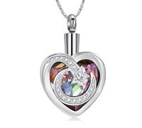 Collana da donna con ciondolo a forma di cuore in cristallo, urna a forma di luna, stella, urna per ceneri, Acciaio inossidabile, Nessuna pietra preziosa