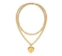 Collana da donna con ciondolo a forma di cuore in oro 3D, collana alla moda a strati, regalo per lei, regalo di compleanno per San Valentino