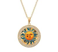Collana da donna con ciondolo a forma di dio del sole, in lega, idea regalo, Misura unica, Metallo, Nessuna pietra preziosa