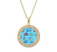 Collana da donna con ciondolo a forma di elicottero con camion dei pompieri, regolabile, regalo per mamma, moglie, fidanzata, Misura unica, Metallo