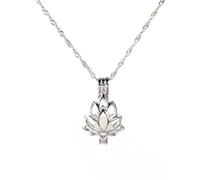 Collana da donna con ciondolo a forma di fiore di loto blu cielo che si illumina al buio, alla moda