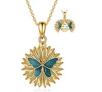 Collana da donna con ciondolo a forma di girasole con medaglione inciso "You are My Sunshine", in argento Sterling 925, Argento sterling
