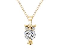 Collana da donna con ciondolo a forma di gufo con diamanti e ciondolo a catena lunga, collana girocollo dorata alla moda in pratica