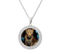 Collana da donna con ciondolo a forma di leopardo dorato, in lega, idea regalo, Misura unica, Metallo, Nessuna pietra preziosa