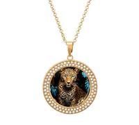 Collana da donna con ciondolo a forma di leopardo dorato, in lega, idea regalo, Misura unica, Metallo, Nessuna pietra preziosa