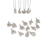 Collana da donna con ciondolo a forma di lettera A-Z, con zirconi e lettere con iniziali, alla moda, gioiello di compleanno, 50CM, Altro