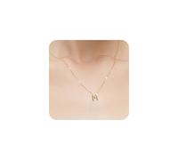Collana da donna con ciondolo a forma di lettera A-Z, placcata in oro 14 carati, con zirconia cubica, catena regolabile da 45,7 a 50,8 cm, regalo di San Valentino per lei, calza della Befana