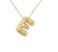Collana da donna con ciondolo a forma di lettera dell'alfabeto a forma di palloncino, placcata in oro 18 carati, gioiello regalo delicato, Medium, Rame, Nessuna pietra preziosa