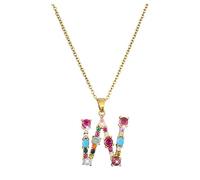 Collana da donna con ciondolo a forma di lettera per donna, collana con iniziale, in argento, lettere dell'alfabeto, collane e ciondoli per lei, Metallo, Nessuna pietra preziosa