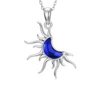 Collana da donna con ciondolo a forma di luna crescente e sole, con cristalli a mezzaluna, idea regalo per donna