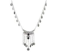 Collana da donna con ciondolo a forma di moneta, stile etnico, stile zingaro, stile etnico, stile gitano, lunga, bohémien, festival, clavicola, gioielli tribali, accessori per costumi