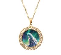 Collana da donna con ciondolo a forma di orso polare con diamanti e luce del nord, Misura unica, Metallo, Nessuna pietra preziosa