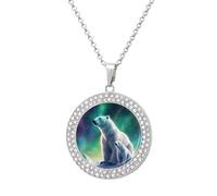 Collana da donna con ciondolo a forma di orso polare con diamanti e luce del nord, Misura unica, Metallo, Nessuna pietra preziosa