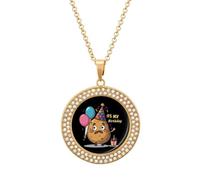Collana da donna con ciondolo a forma di patata con scritta "It's My Birthday", regolabile, regalo per mamma, moglie, fidanzata, Misura unica, Metallo
