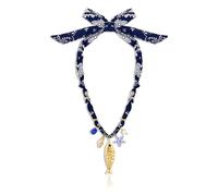 Collana da donna con ciondolo a forma di pesce in oro, lunga collana in seta con ciondoli a forma di conchiglia da spiaggia, gioielli dichiarazione per vacanze estive abbigliamento casual elegante e