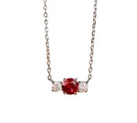Collana da donna con ciondolo a forma di rubino da 0,7 carati, in oro bianco 9/14/18 carati, con moissanite, 45 cm, Oro bianco 18 carati (750), Moissanite Rubino prodotto in laboratorio Moissanite