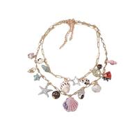Collana da donna con ciondolo a forma di stella marina con conchiglie di Boemia, gioiello per vacanze al mare