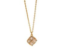 Collana da donna con ciondolo a grappolo a forma di cuscino, intarsio quadrato in pietra scintillante, delicata catena a clavicola da indossare tutti i giorni e appuntamenti notturni