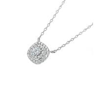 Collana da donna con ciondolo, collana lunga alla moda con diamante bianco Halo gioielli veri 9/14/18 carati oro bianco/platino, 45 cm, Oro bianco 18 carati (750), Diamante