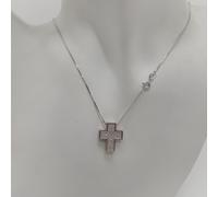 COLLANA DA DONNA CON CIONDOLO CROCE CON ZIRCONI IN ARGENTO 925 (0474)