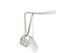 Collana da Donna con Ciondolo in Cristallo a Forma di cubo, Catena clavicola Corta, Elegante e Popolare Convenient And Clever