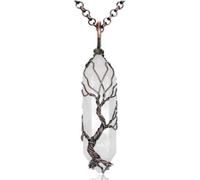Collana da donna con ciondolo in cristallo bianco esagonale, con ciondolo a forma di albero della vita, collana Reiki, amuleto chakra, catena dell'amicizia, pietra dell'amicizia