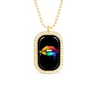 Collana da donna con ciondolo regolabile a forma di labbra arcobaleno omosessuali per viaggi e feste, Misura unica, Metallo