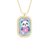 Collana da donna con ciondolo regolabile a forma di panda arcobaleno colorato, per viaggi e feste, Misura unica, Metallo