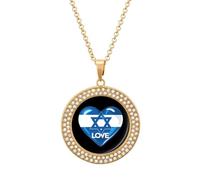Collana da donna con ciondolo regolabile "I Love Israel", per mamma, moglie, fidanzata, idea regalo, Misura unica, Metallo