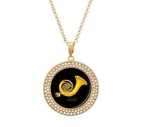 Collana da donna con corno francese e orchestra di lumaca, regolabile, idea regalo per mamma, moglie, fidanzata, Misura unica, Metallo