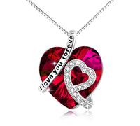 Collana da donna con cuore in argento sterling Ti amo per sempre, regalo di compleanno per l'anniversario di matrimonio per la donna, la mamma e la fidanzata (Red-I Love You Forever)