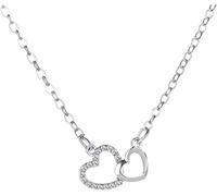 Collana da donna con doppio cuore e diamanti, ciondolo con ciondolo a forma di amore in cristallo, gioielli placcati in argento regolabile, catena di strass, regalo di San Valentino di Natale per copp