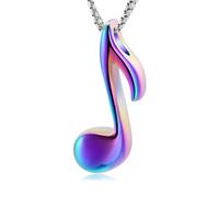 Collana da donna con medaglione a forma di nota musicale, in acciaio inox, per contenere le ceneri, Acciaio inossidabile, Nessuna pietra preziosa