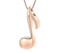 Collana da donna con medaglione a forma di nota musicale, in acciaio inox, per contenere le ceneri, Acciaio inossidabile, Nessuna pietra preziosa