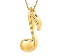 Collana da donna con medaglione a forma di nota musicale, in acciaio inox, per contenere le ceneri, Acciaio inossidabile, Nessuna pietra preziosa