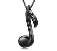 Collana da donna con medaglione a forma di nota musicale, in acciaio inox, per contenere le ceneri, Acciaio inossidabile, Nessuna pietra preziosa