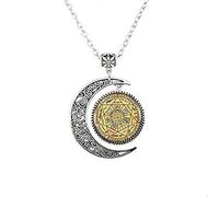 Collana da donna con pendente a forma di luna con simboli dei sigilli dei sette arcangeli
