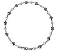 Collana da donna con perle grigie e chiusura in argento, ispirata a Tahiti, lunghezza regolabile 45 cm
