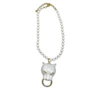 Collana da donna con perle smaltate con ciondolo leopardato, elegante catena per clavicola, per uso quotidiano e da sera, As pictures shown, Zinco, Non pietra preziosa