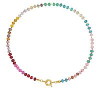 Collana da donna con perline, stile bohémien colorato con pietra naturale e acciaio inossidabile, design unico con perline, 45 cm, con transizione graduale di colore