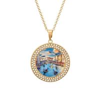 Collana da donna con ponte e gondole di Rialto a Venezia, regolabile, idea regalo per mamma, moglie, fidanzata, Misura unica, Metallo