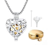 Collana da donna con urna a forma di cuore, per ceneri di cremazione, ciondolo per ceneri umane di animali domestici, in oro 14 carati, porta ceneri della persona cara, con catena da 50 cm, Acciaio